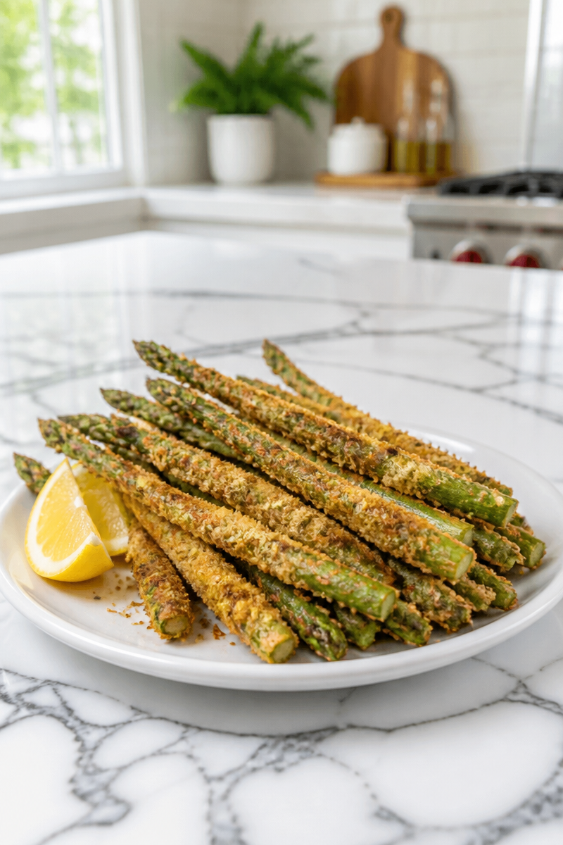 Deep Fried Keto Asparagus Almond Crust