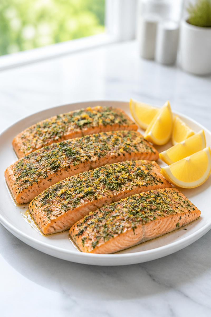 Air Fryer Salmon Lemon Dill Crust