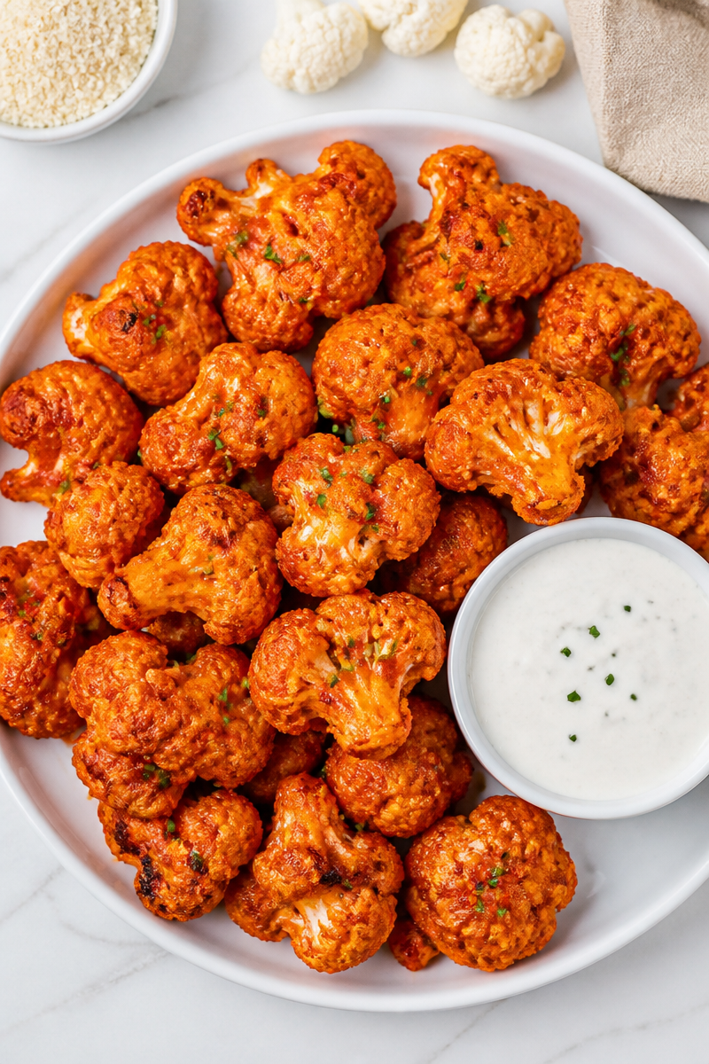 Air Fryer Buffalo Cauliflower Wing Snack