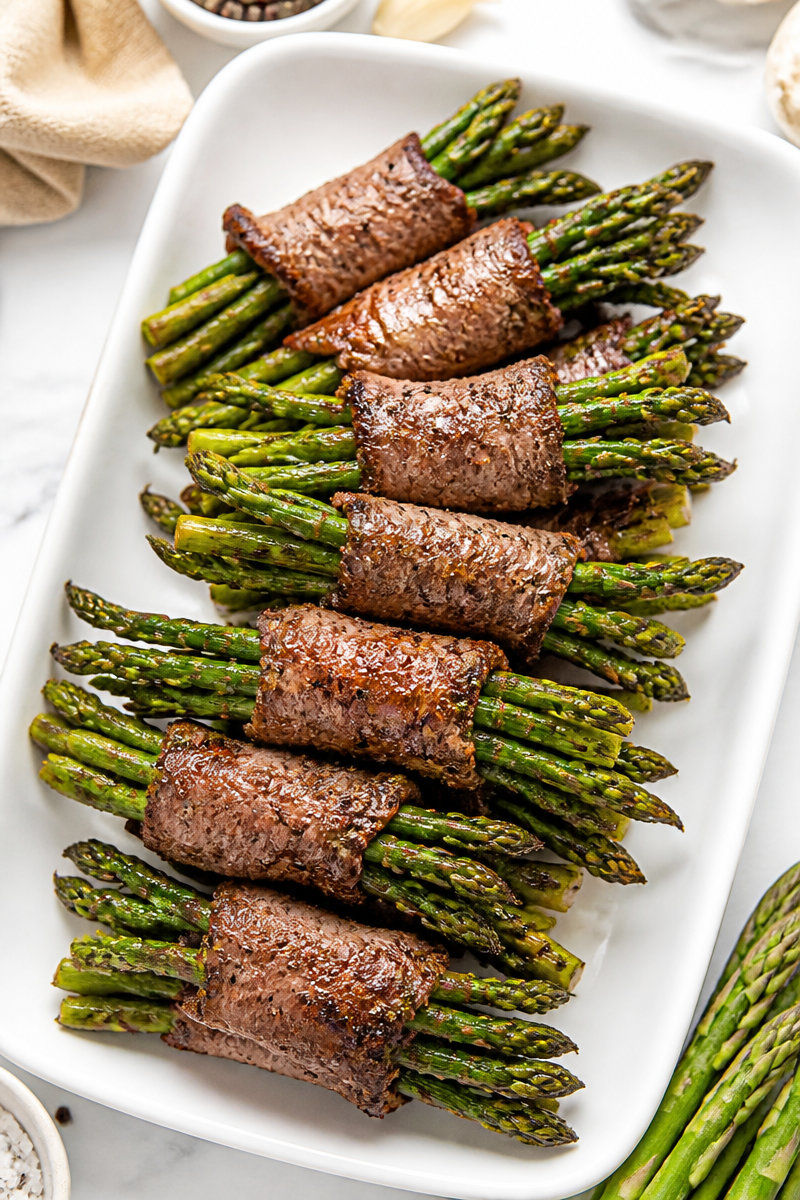 Air Fryer Steak Wrapped Asparagus Bundle