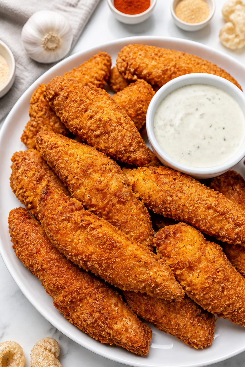 Keto Pork Rind Crusted Chicken Tender