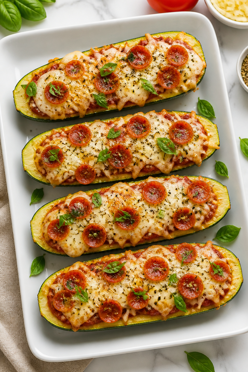 Air Fryer Zucchini Pizza Boat