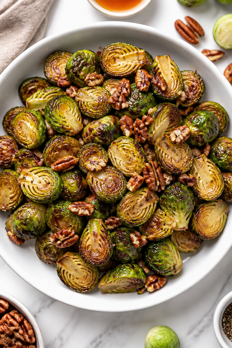 Air Fryer Brussels Sprout Crispy Balsamic