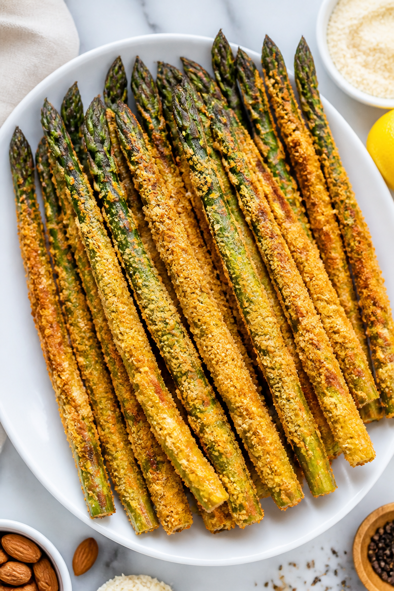 Deep Fried Keto Asparagus Almond Crust