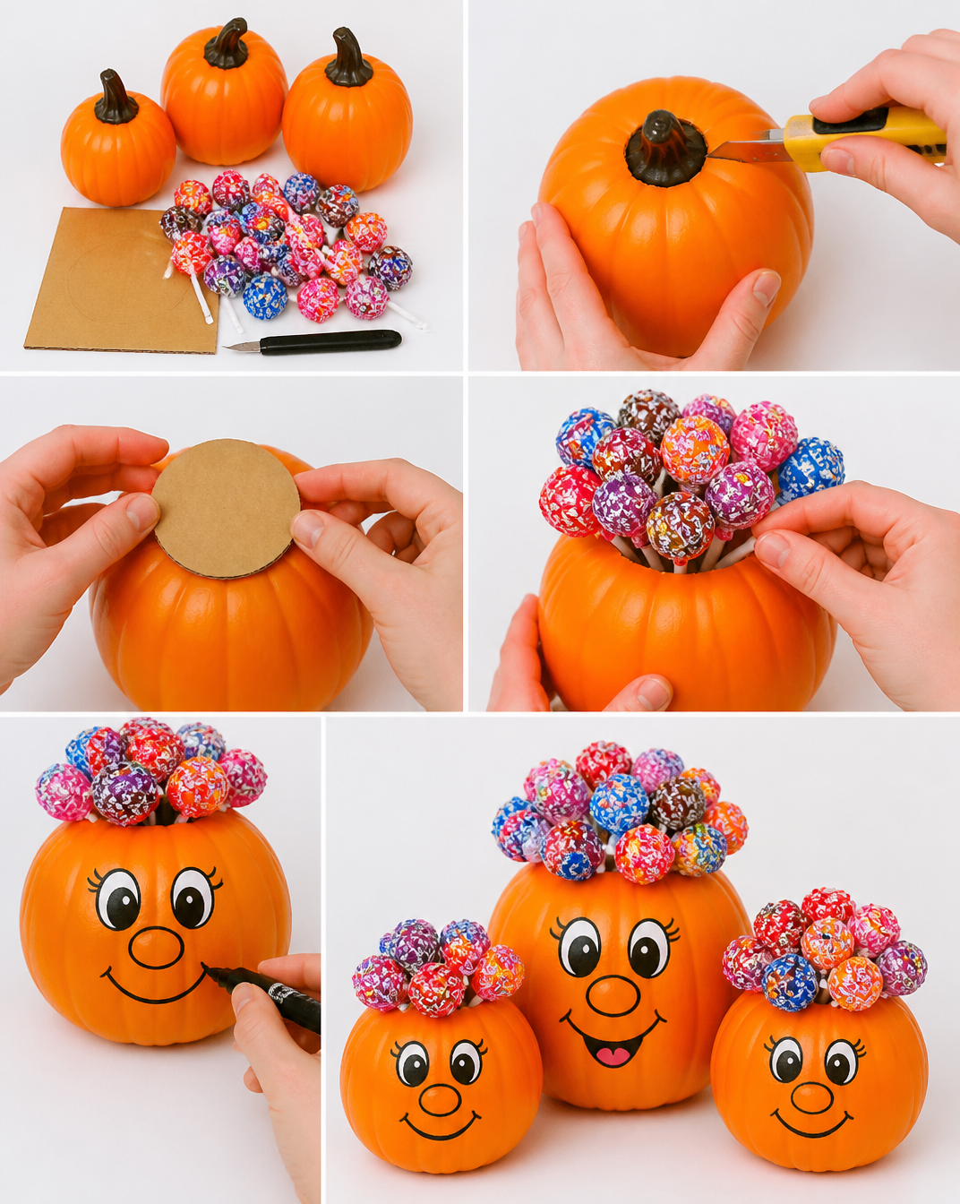 Lollipop Hair Pumpkin | How to Make a Pumpkin Lollipop Holder