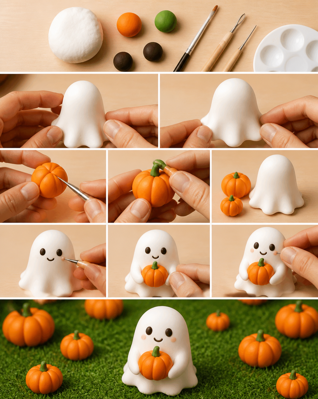 How to Make a Clay Pumpkin and Clay Ghost