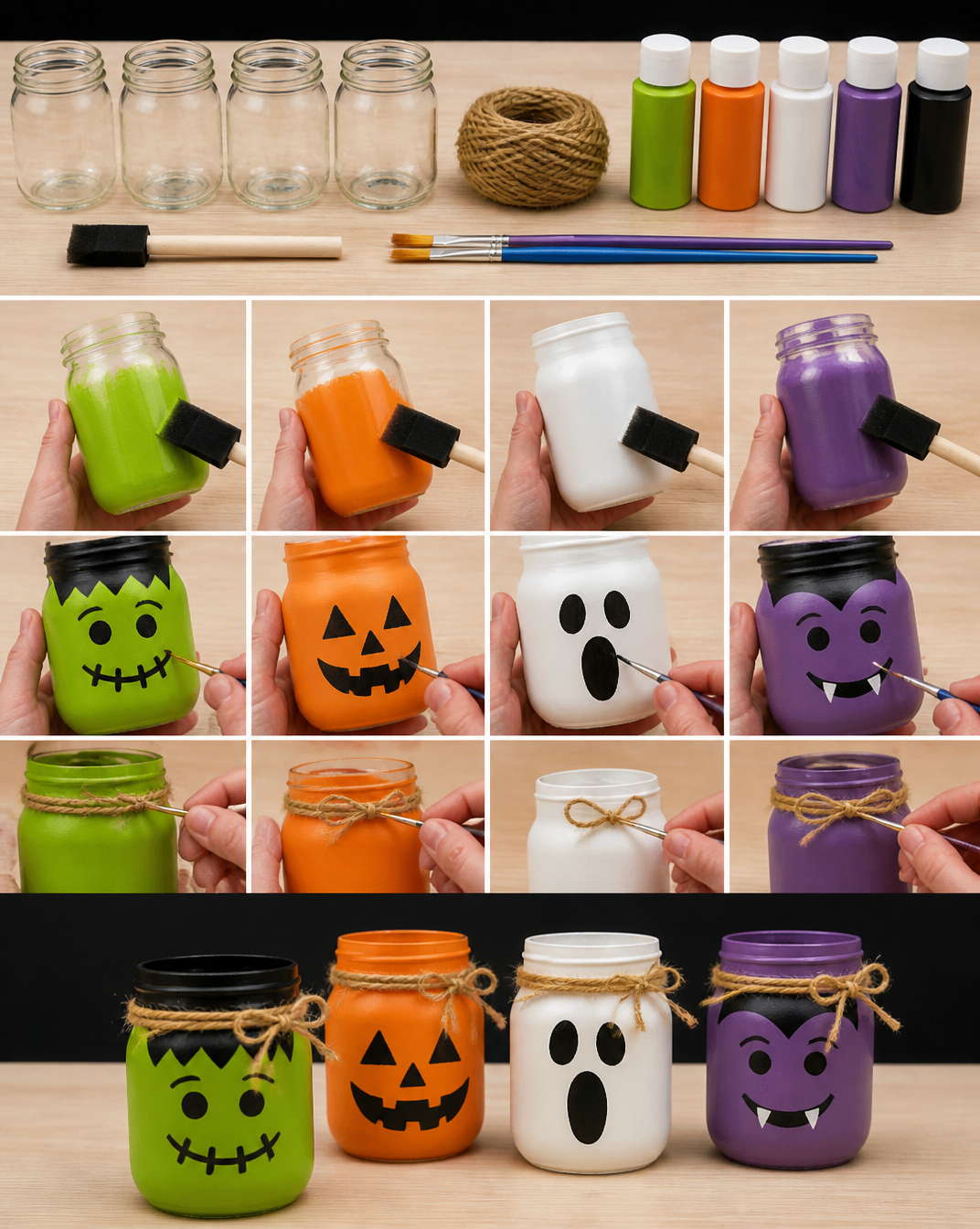 DIY Halloween Painted Mason Jars