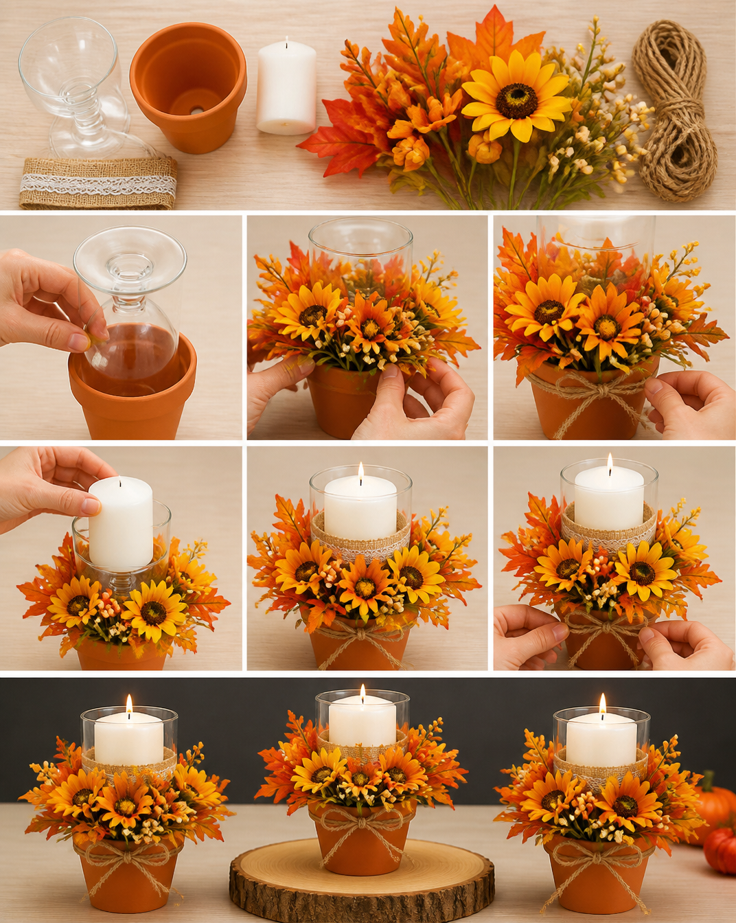 Pumpkin Wine Glass Candle Holder