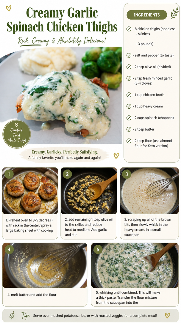 Creamy Garlic Spinach Chicken Thighs