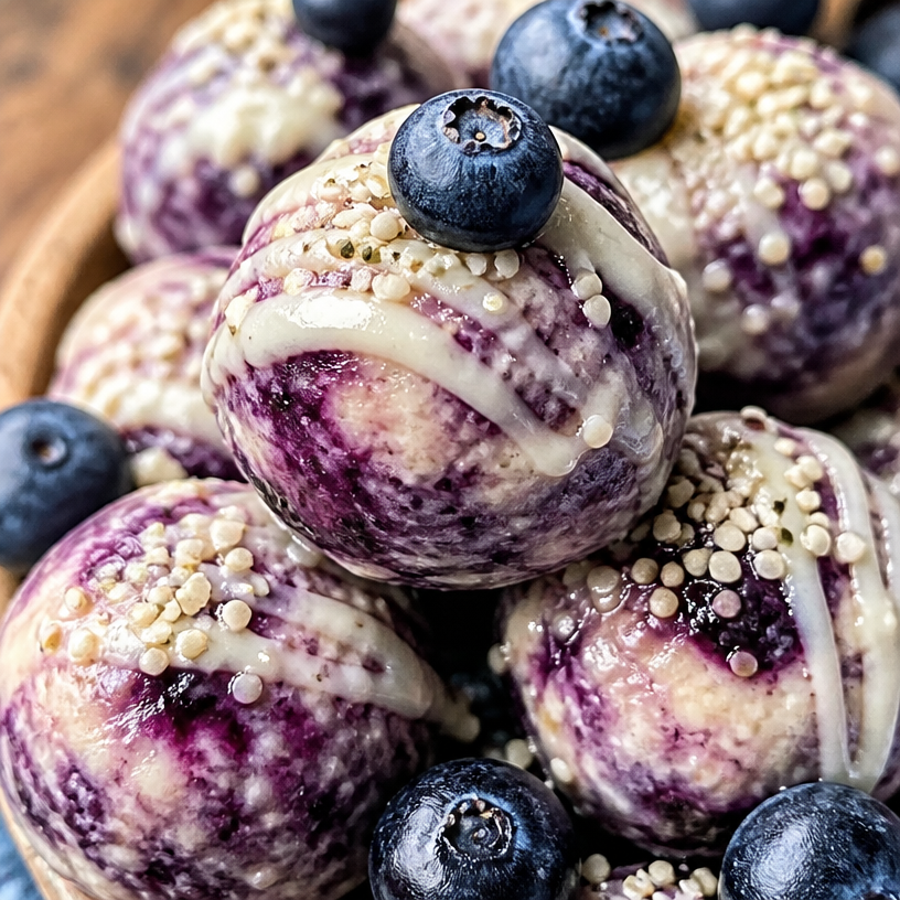 Easy Blueberry Cheesecake Protein Bites