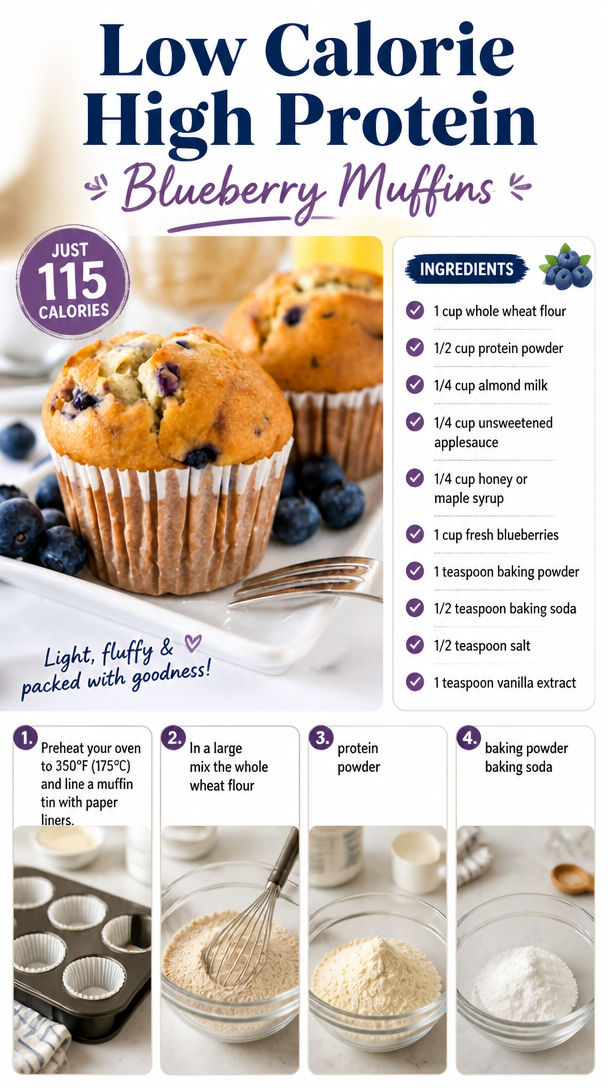 Low Calorie High Protein Blueberry Muffins
