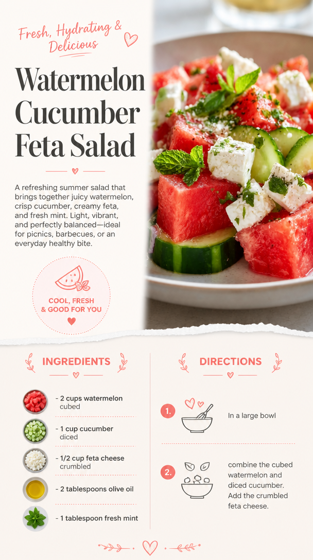 Watermelon Cucumber Feta Salad