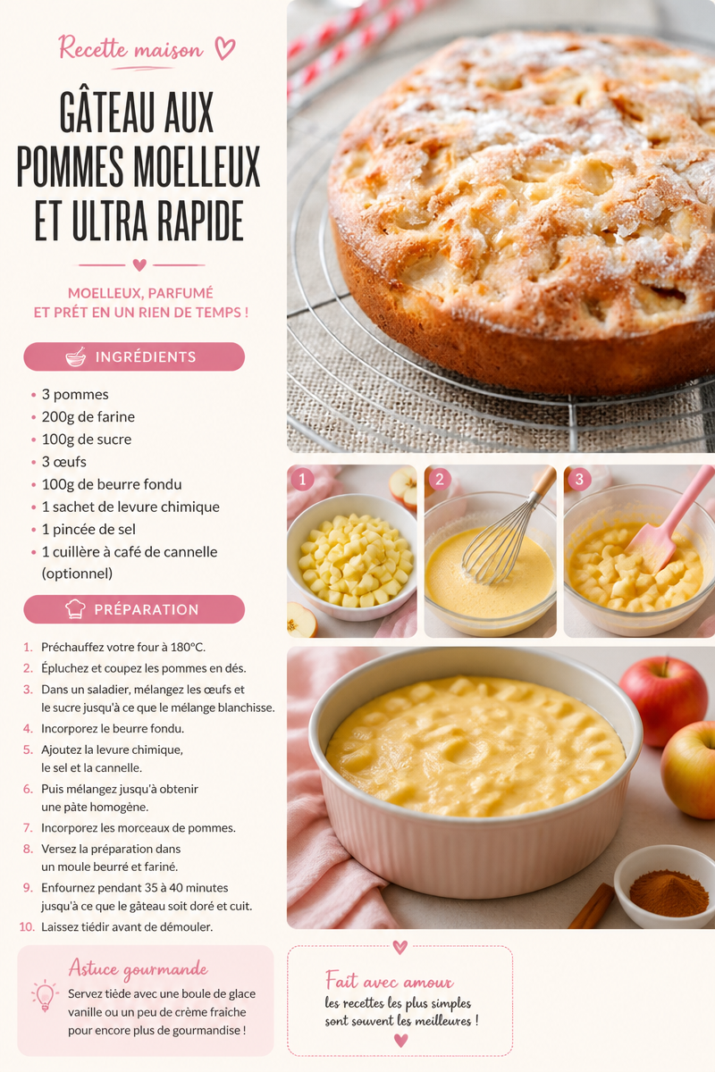 Moist and ultra-quick apple cake