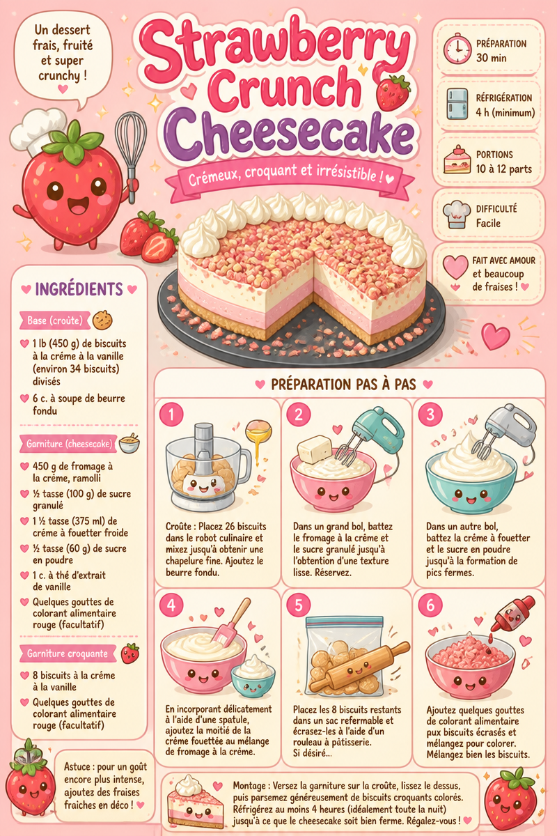 Gâteau au fromage croustillant à la fraise