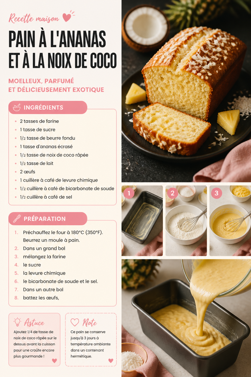 Pain à l'ananas et à la noix de coco