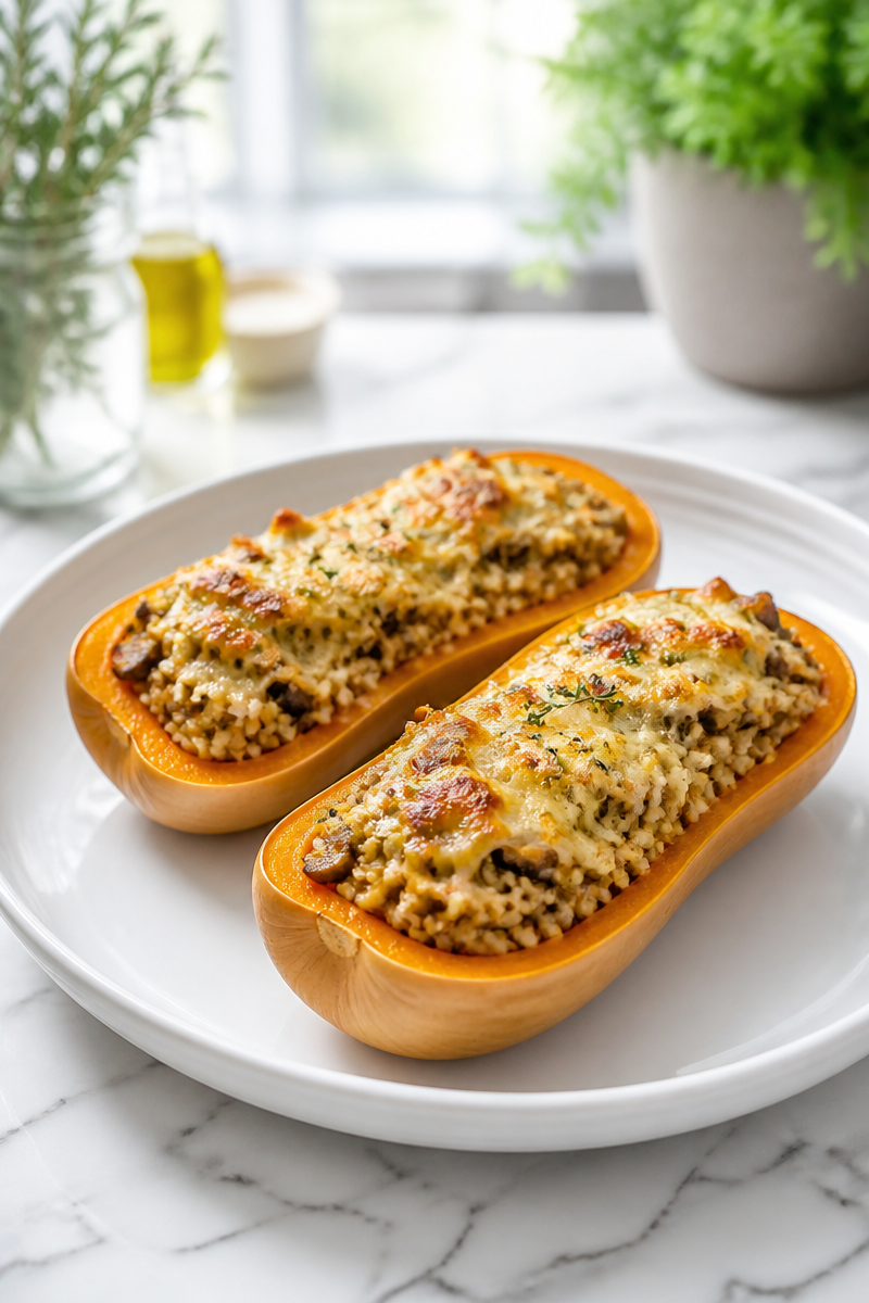 Butternut farcie au four gratinée