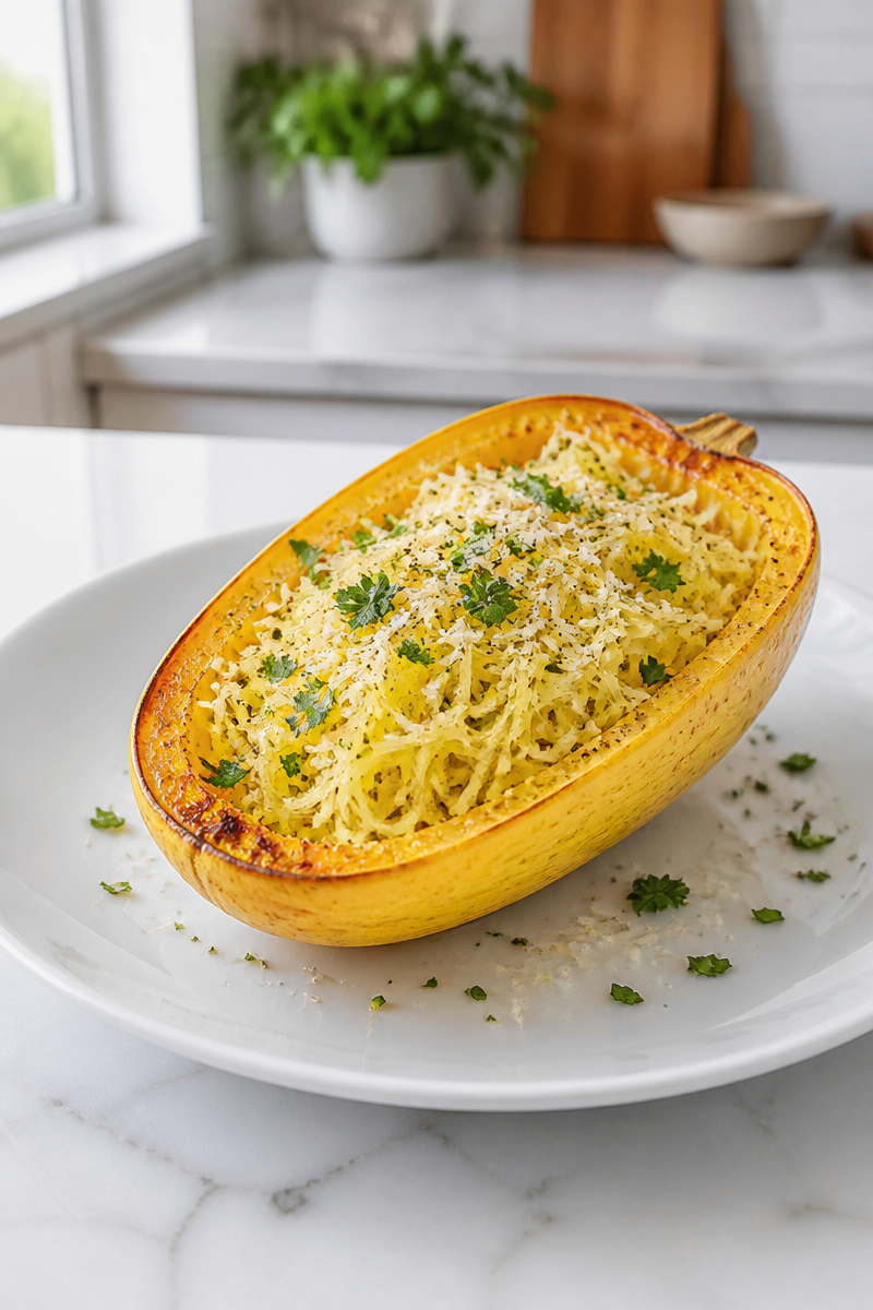 Courge spaghetti rôtie au four