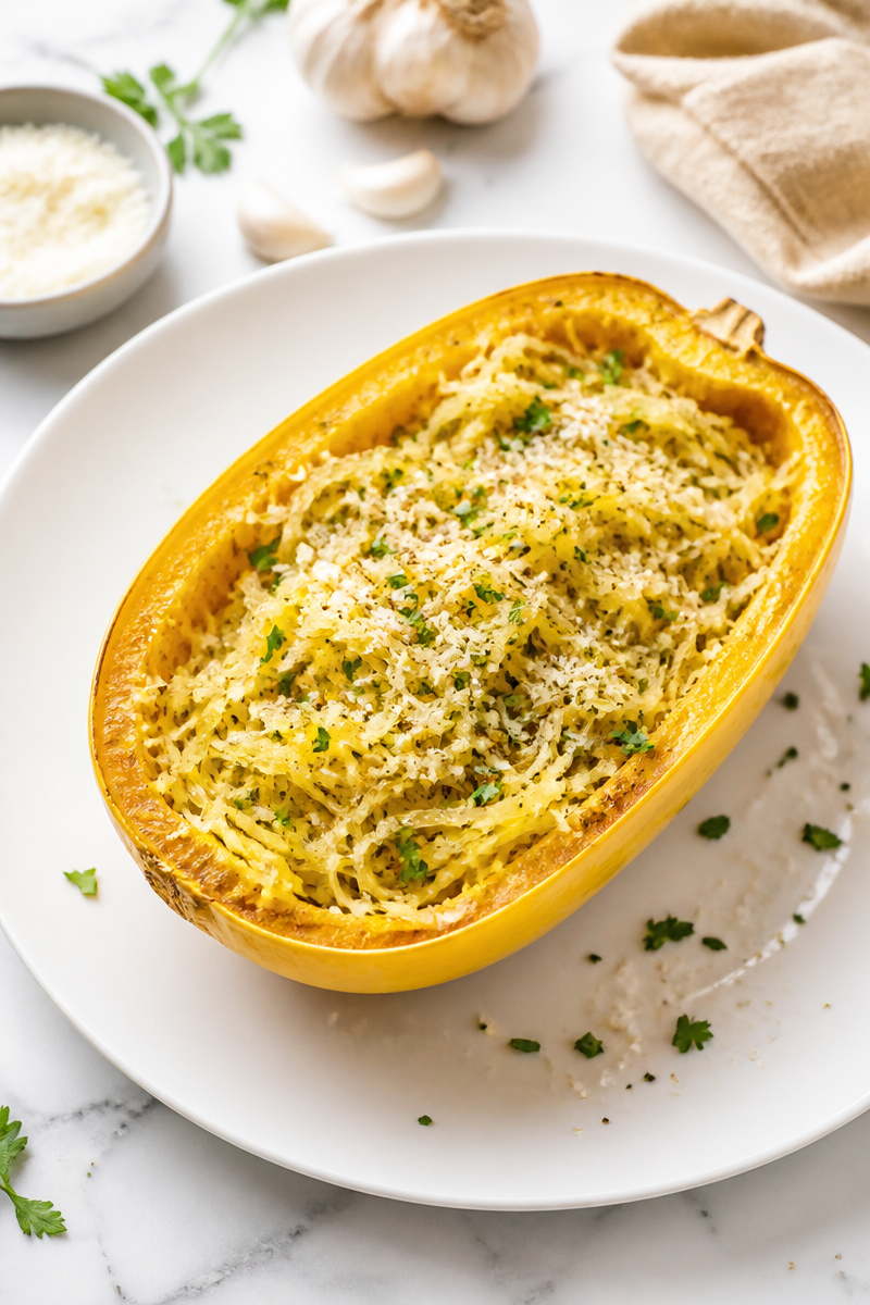 Courge spaghetti rôtie au four