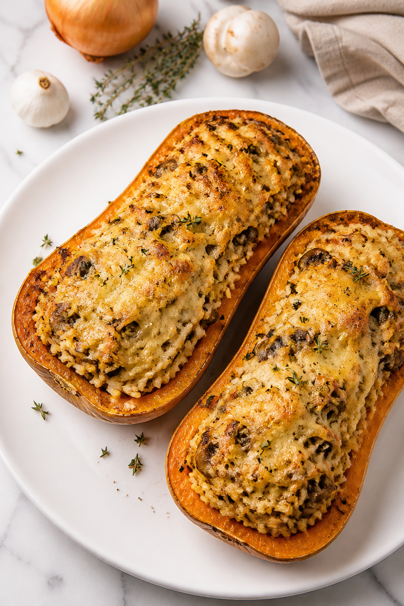 Butternut farcie au four gratinée