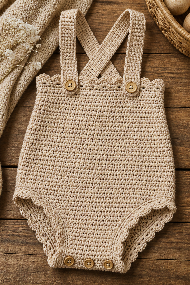 Crochet Baby Romper With Suspenders