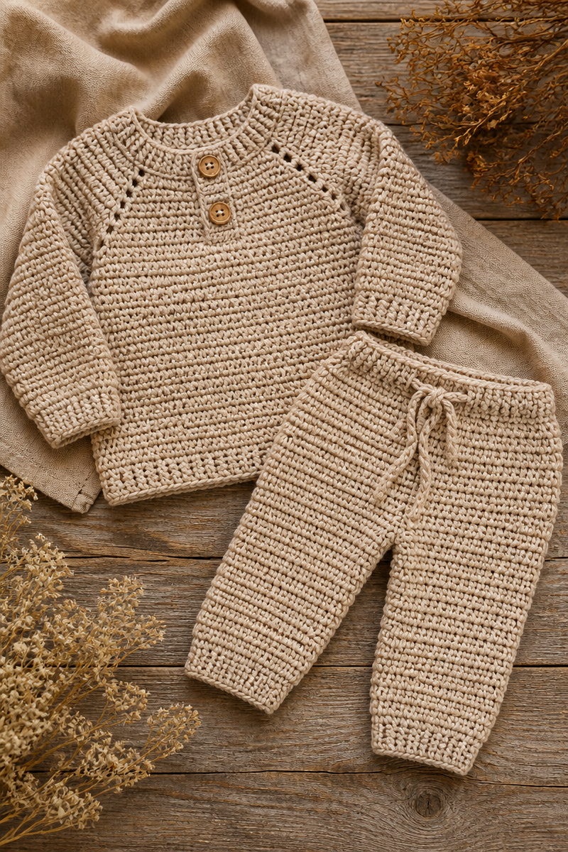 Autumn Crochet Baby Sweater Set