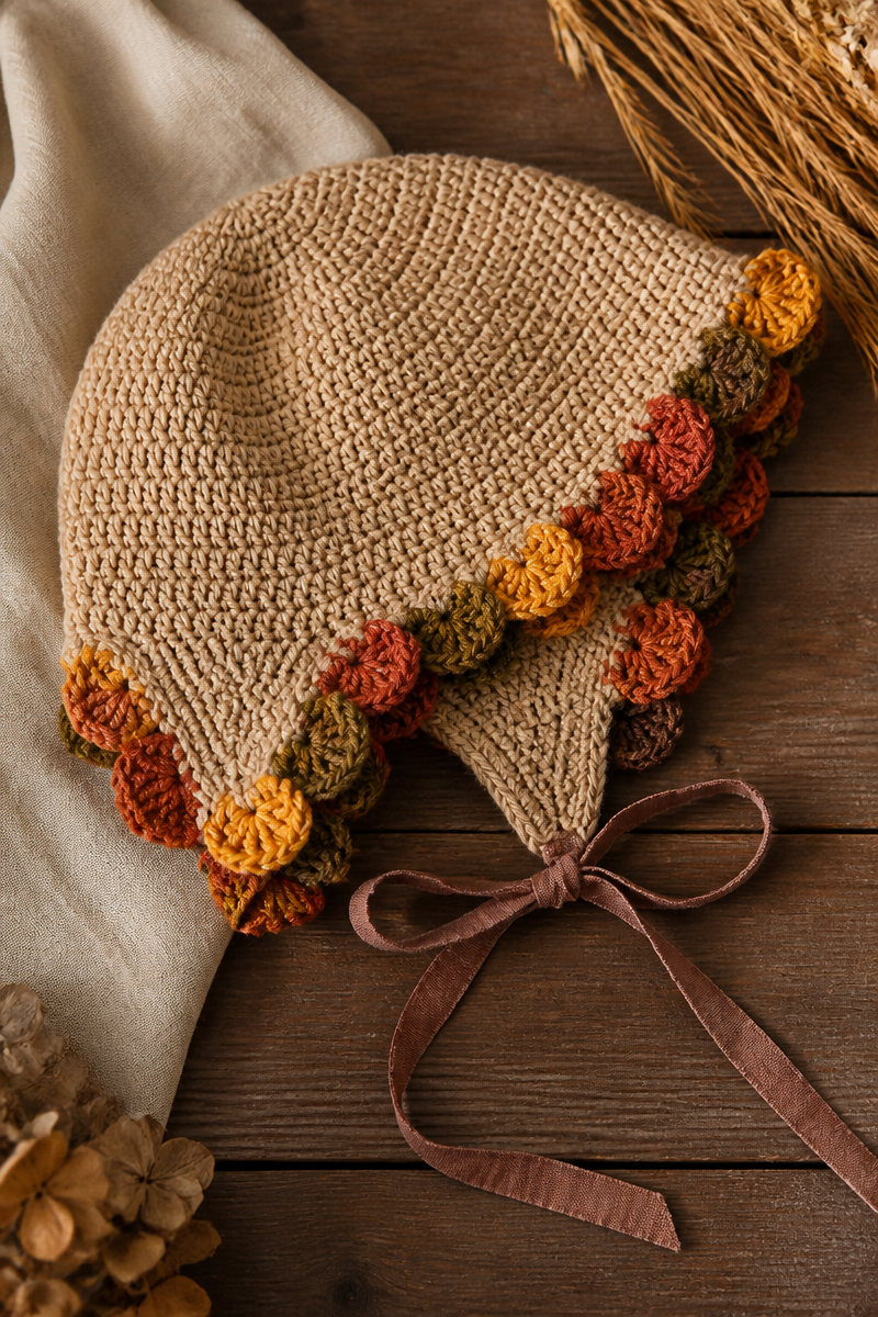 Fall Leaf Crochet Baby Bonnet