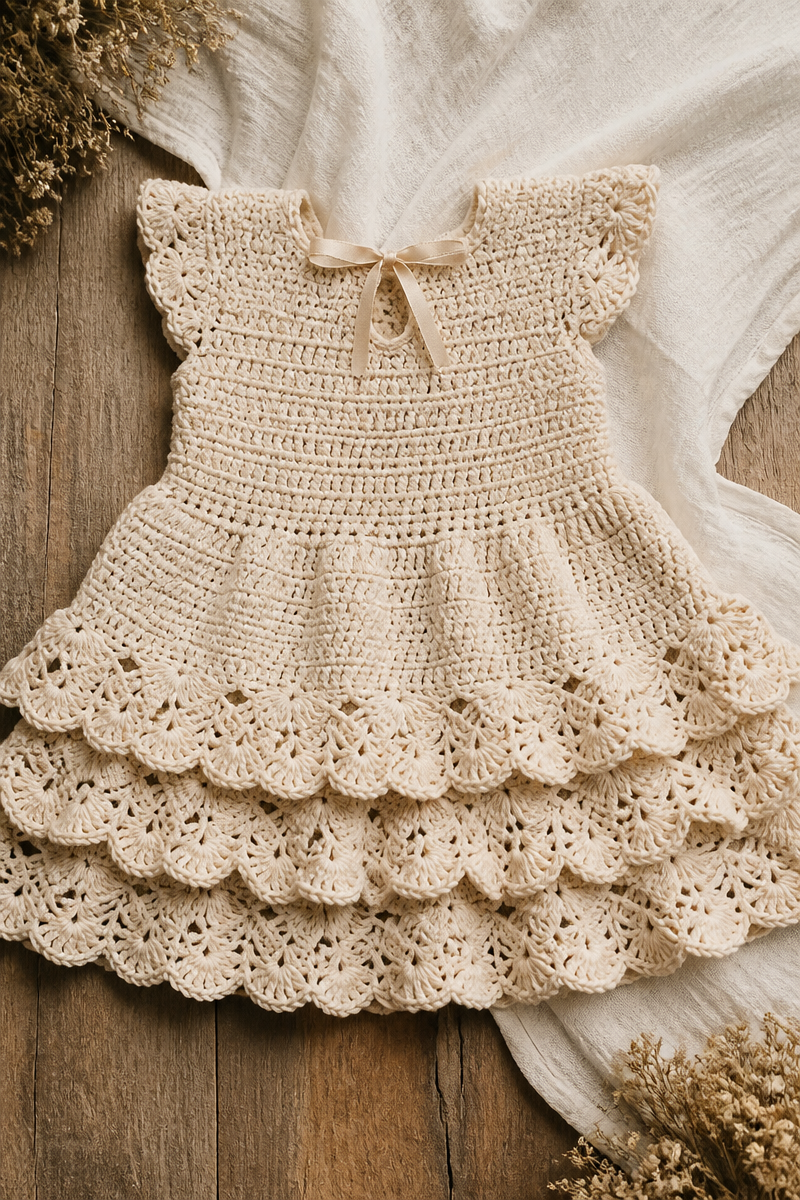 Crochet Baby Dress With Ruffle