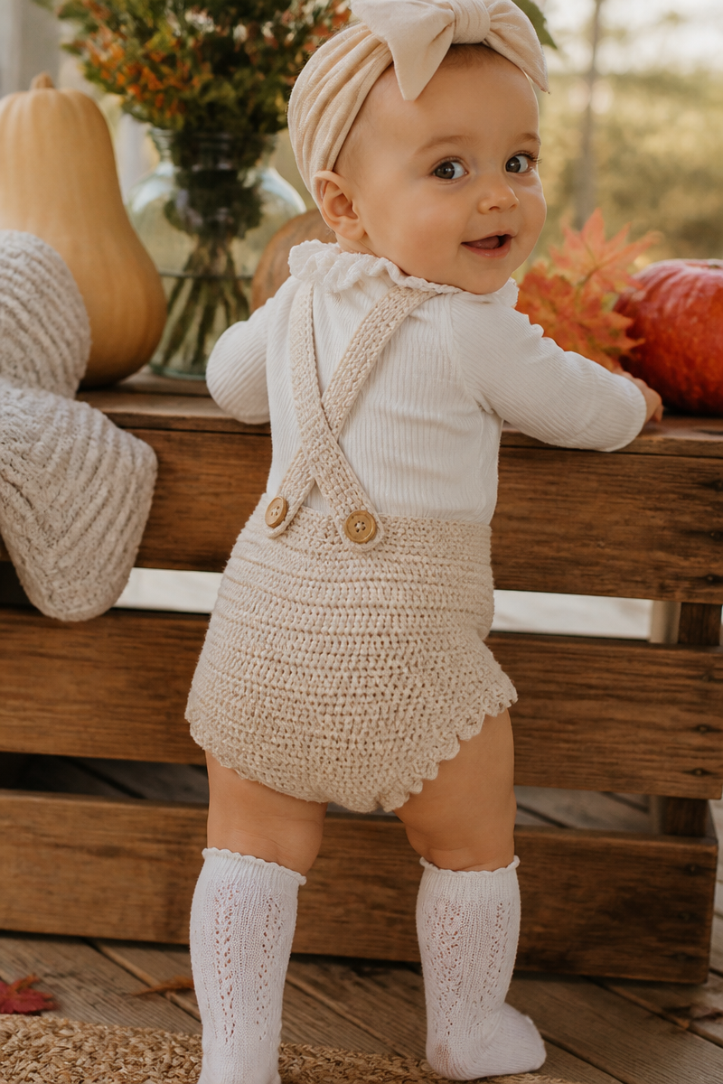 Crochet Baby Romper With Suspenders