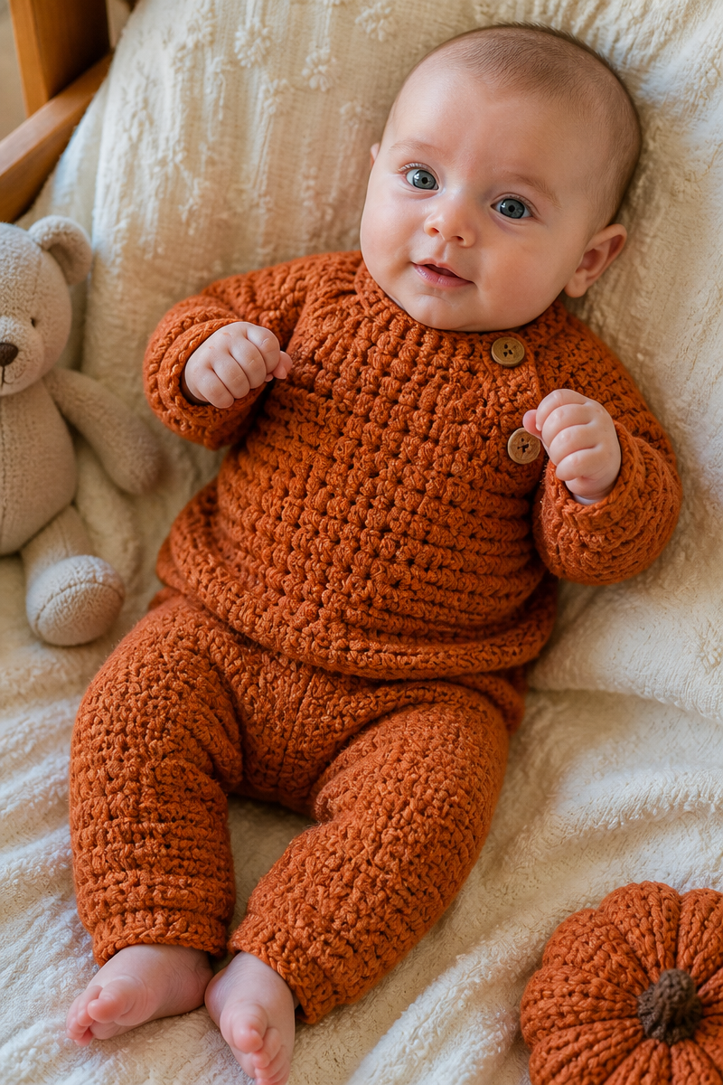 Autumn Crochet Baby Sweater Set