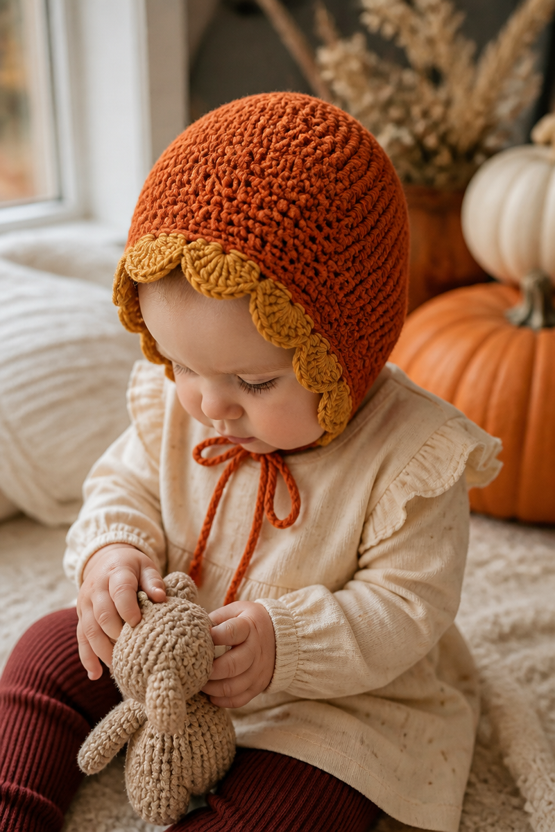 Fall Leaf Crochet Baby Bonnet