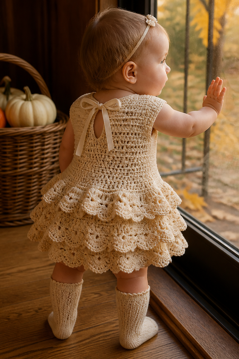 Crochet Baby Dress With Ruffle