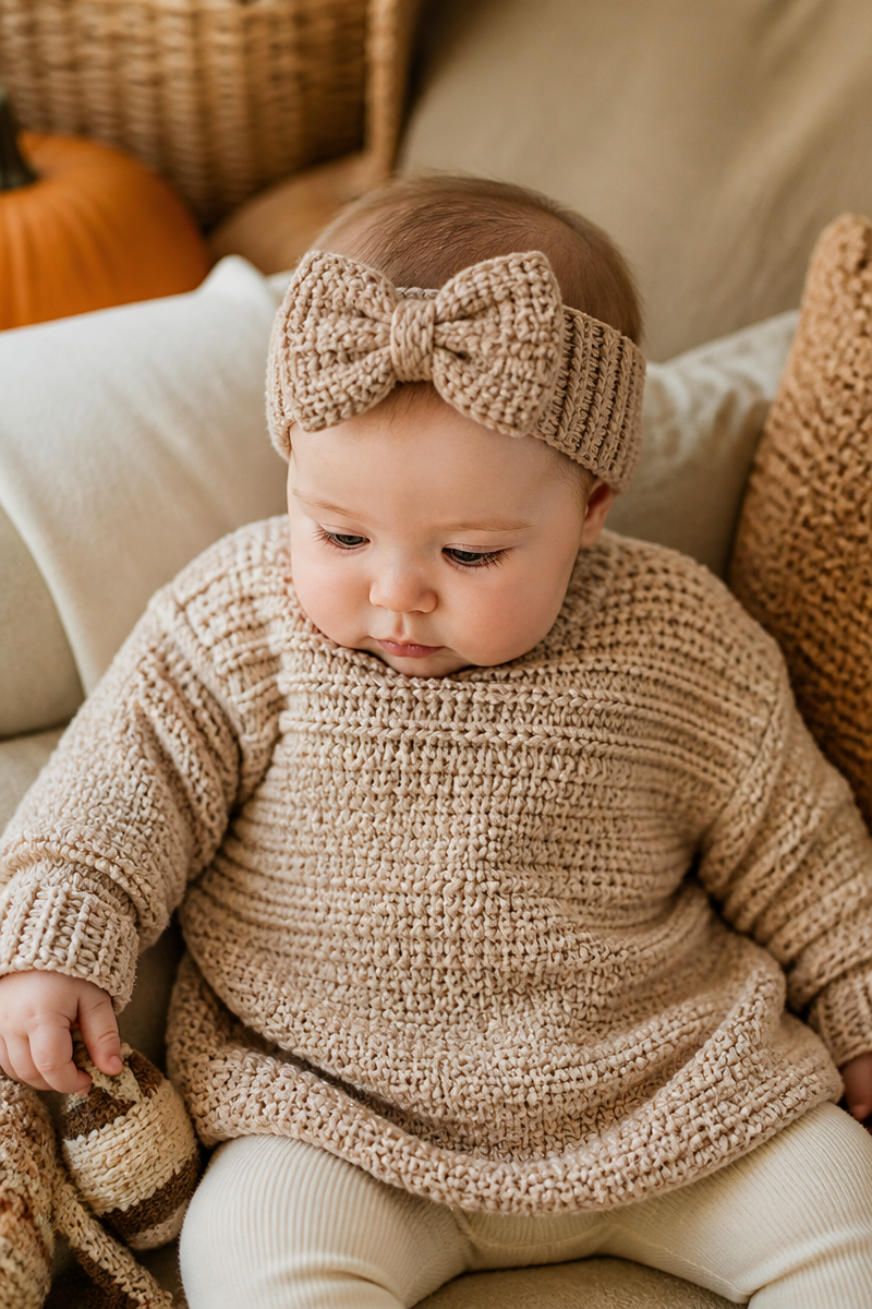 Crochet Baby Headband Bow Set