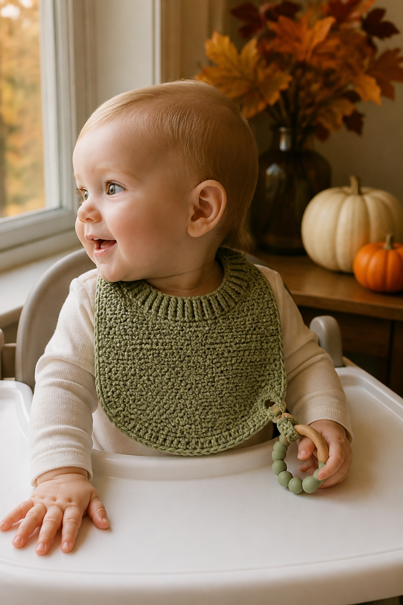 Crochet Baby Bib Teething Set