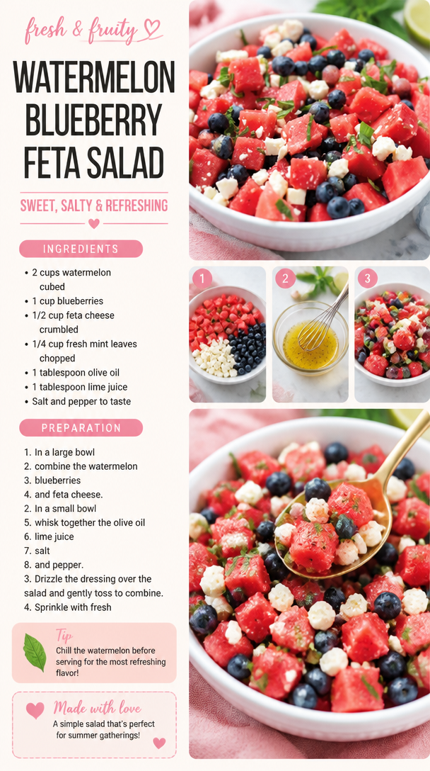 Watermelon Blueberry Feta Salad