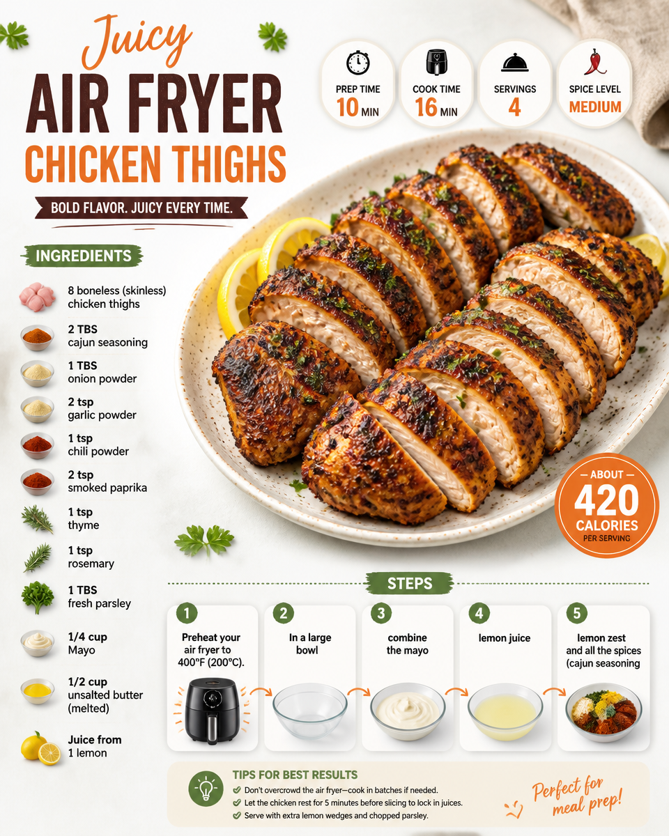 Crispy Juicy Air Fryer Chicken Thighs