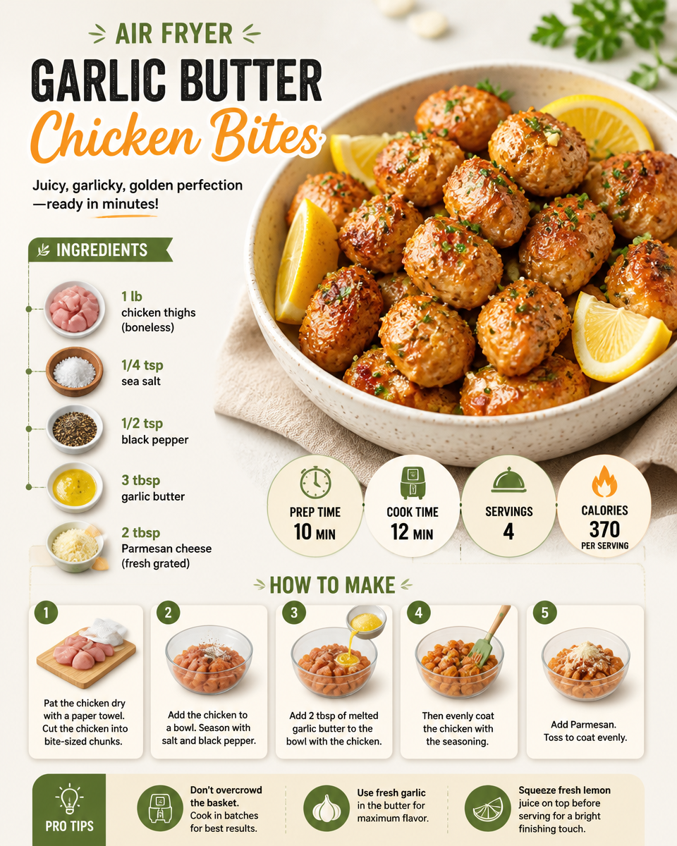 Crispy Garlic Butter Air Fryer Chicken Bites