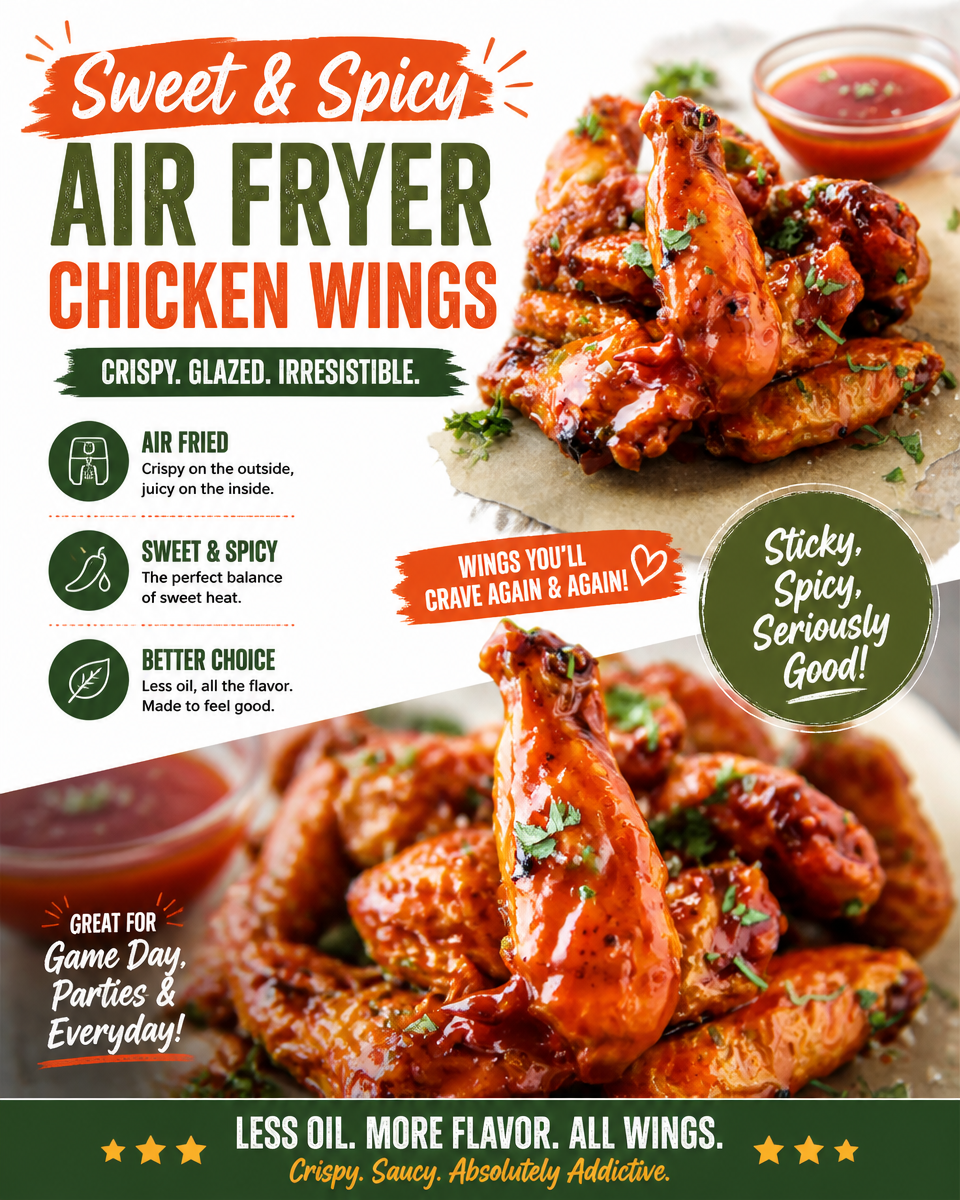 Crispy Sweet and Spicy Air Fryer Chicken Wings