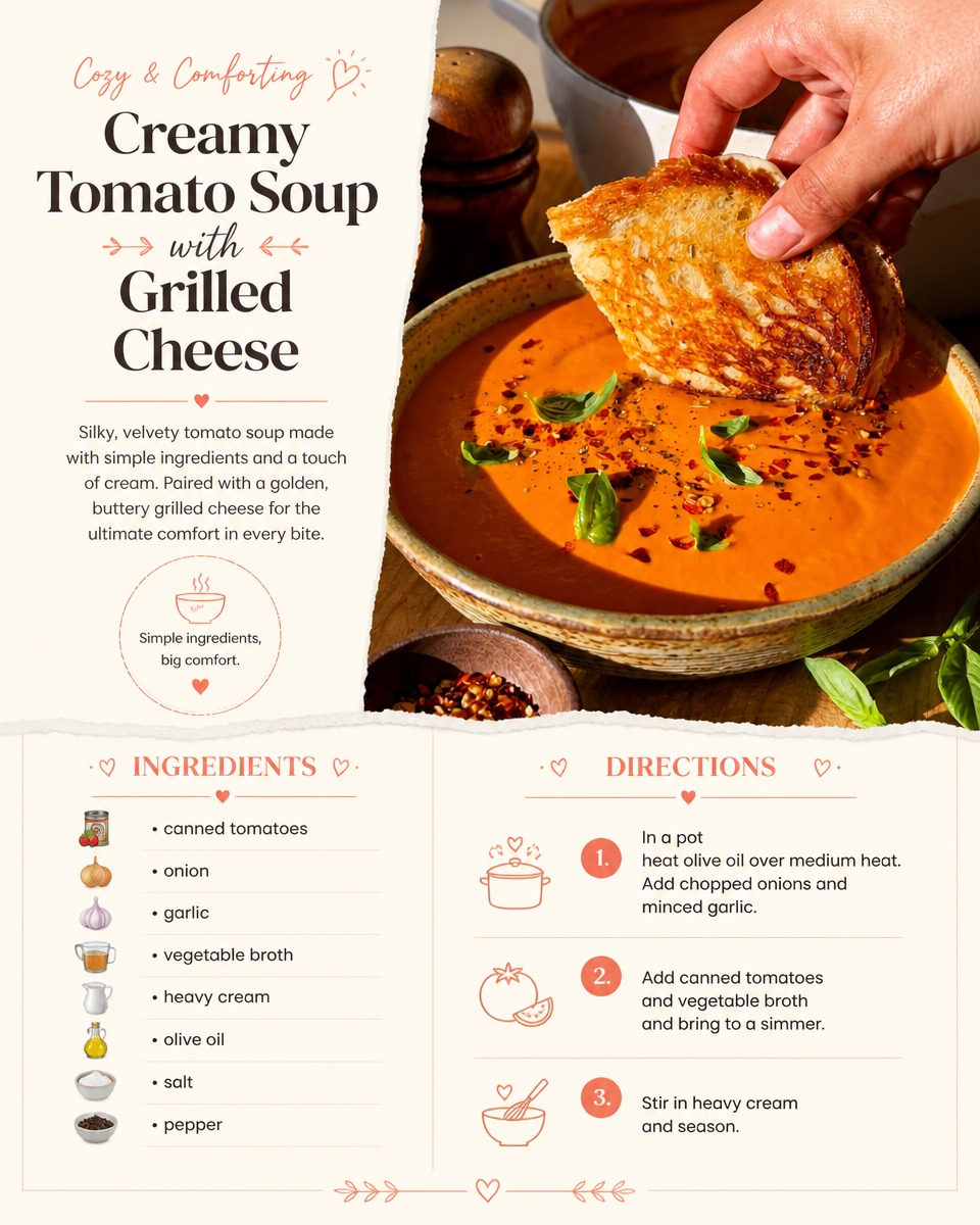 Creamy Tomato Soup with Grilled Cheese