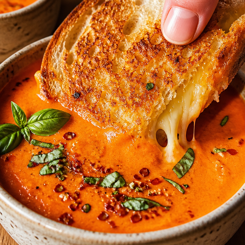 Creamy Tomato Soup with Grilled Cheese
