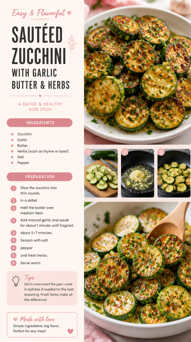 Sautéed Zucchini with Garlic Butter and Herbs