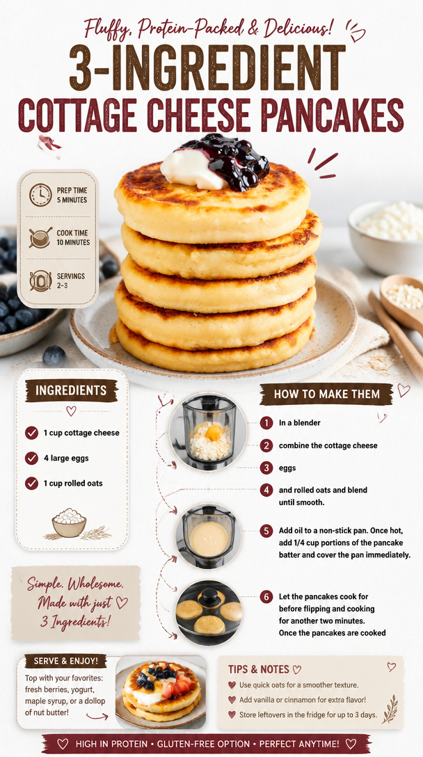 3-Ingredients Cottage Cheese Pancakes