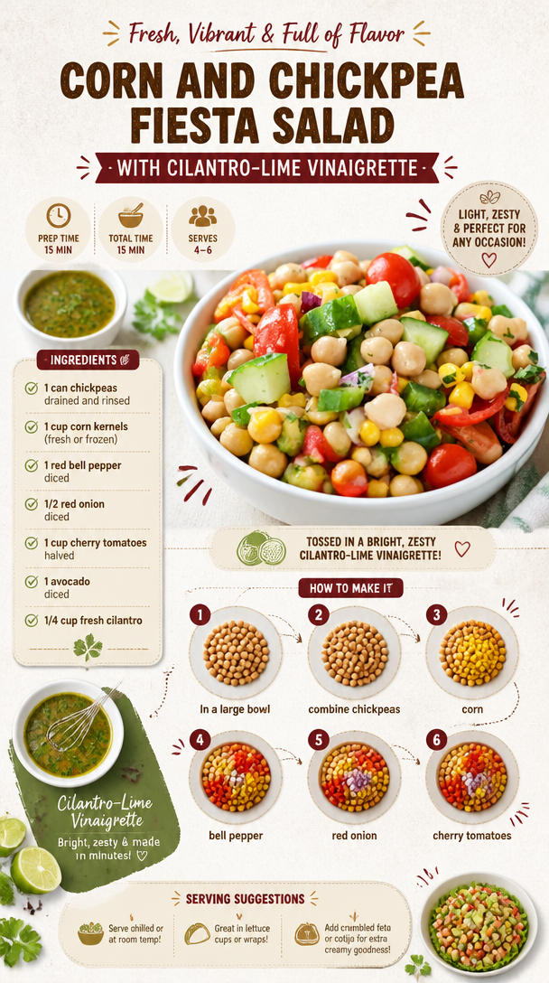 Corn and Chickpea Fiesta Salad with Cilantro-Lime Vinaigrette