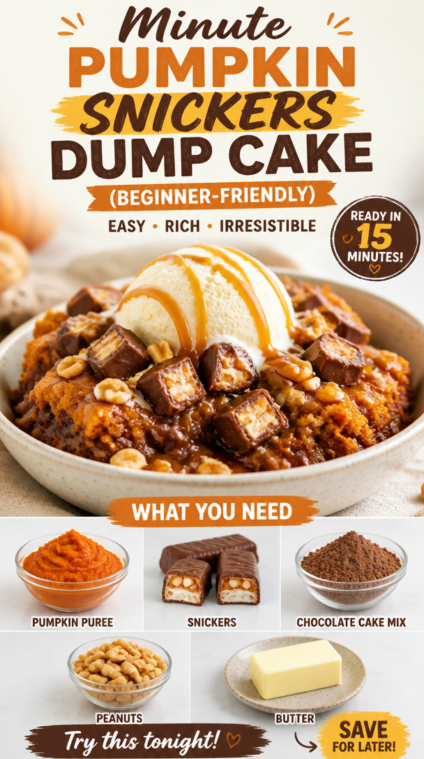 Minute Pumpkin Snickers Dump Cake (Beginner-Friendly)