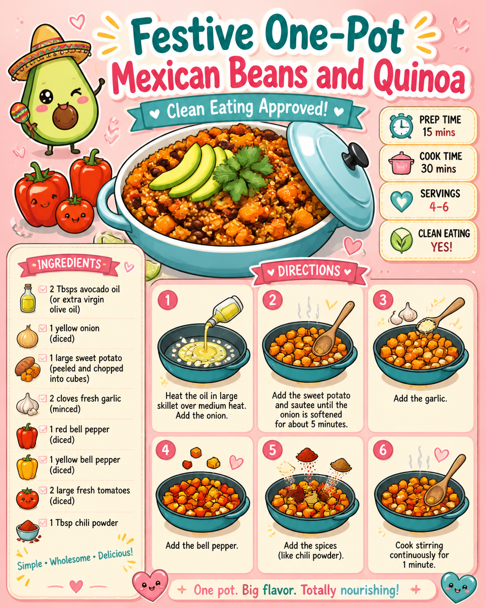 Festive One-Pot Mexican Beans and Quinoa (Clean Eating Approved!)