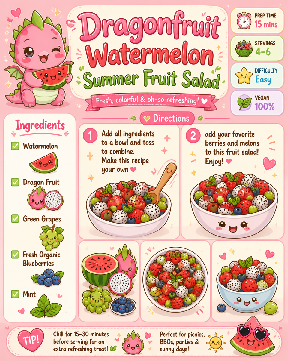 Dragonfruit Watermelon Summer Fruit Salad