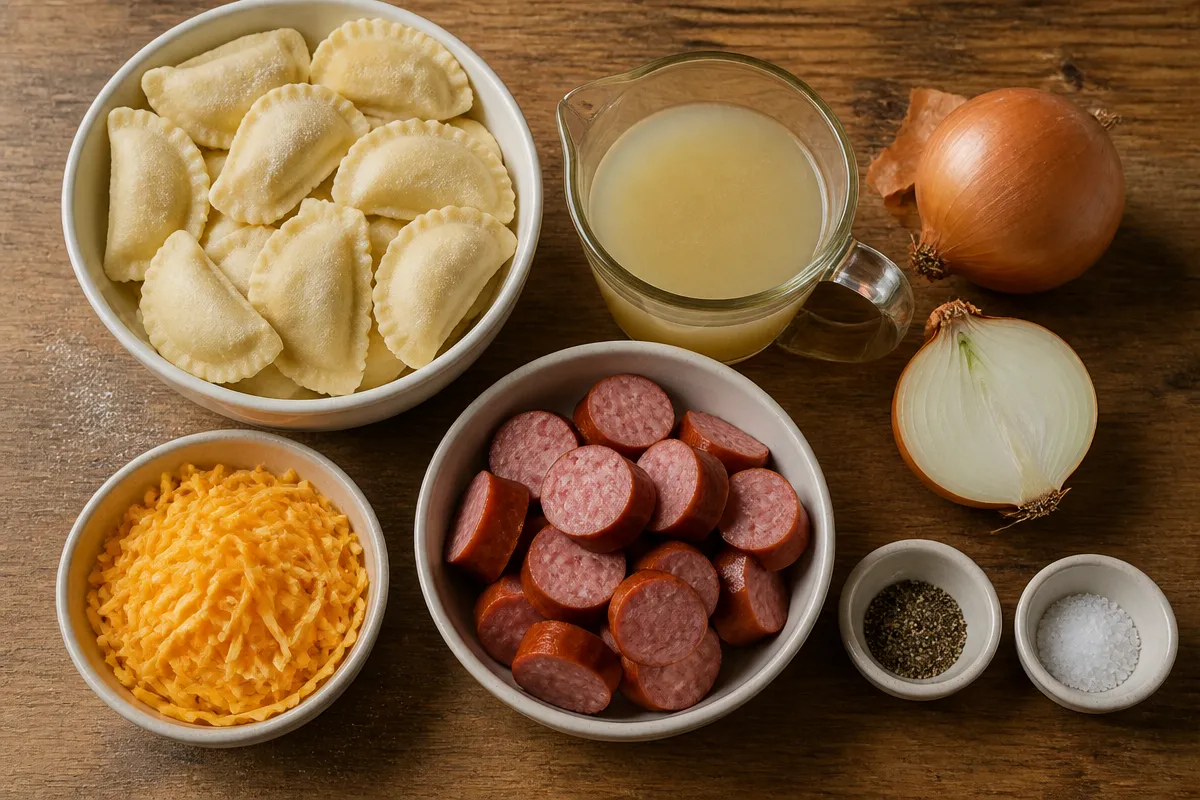 Creamy Crockpot Pierogi Casserole With Kielbasa
