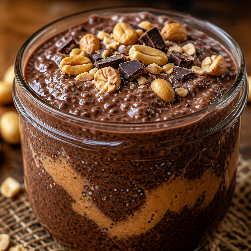 Pudding aux graines de chia au chocolat et cacahuète