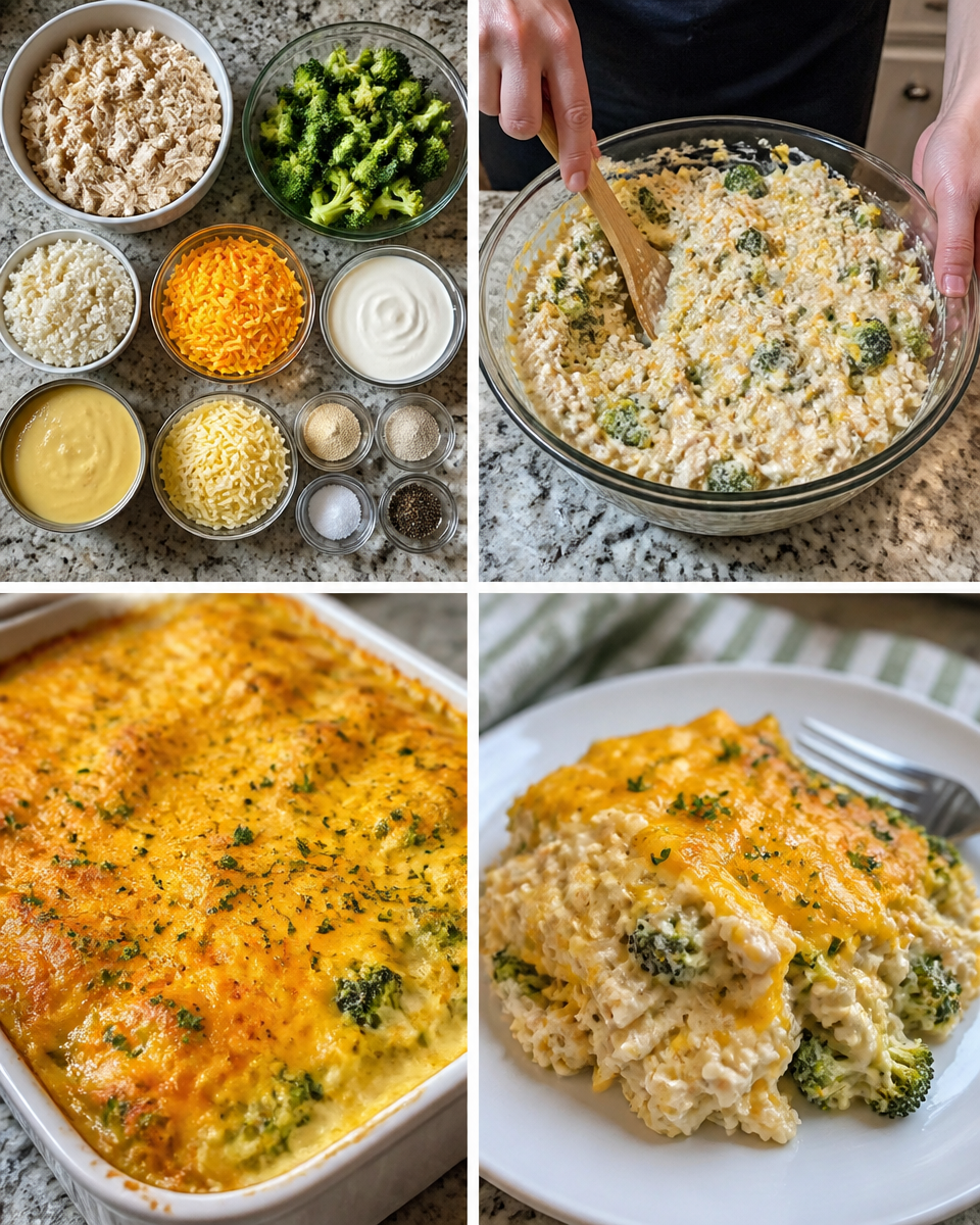 Cheesy Broccoli Chicken and Rice Casserole