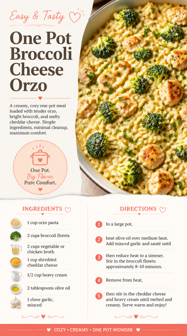 One Pot Broccoli Cheese Orzo