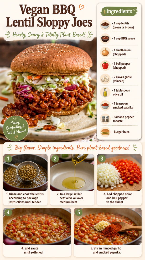 Vegan BBQ Lentil Sloppy Joes